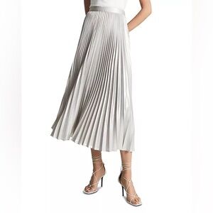 Reiss Shimmering Silver Midi Skirt